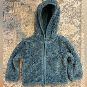 Primary Baby teddy fleece jacket in Slate Blue and Size 6-12 months